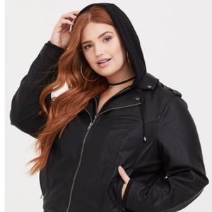 *Free Shipping!* Torrid Black Hooded Moto Jacket
